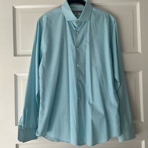 Express Men’s fitted dress shirt in light blue motif